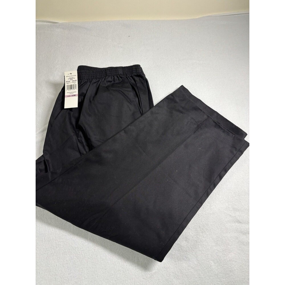 Alfred Dunner Women's Dress Pants Plus 22W Black Elastic Waist NEW 345